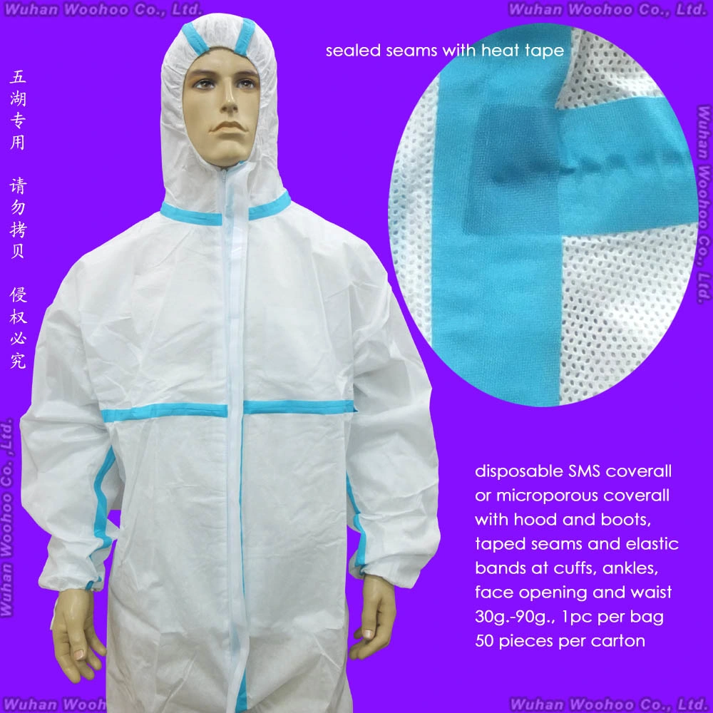 Medical Waterproof/Plastic CPE/Poly/PE/Scrub/Operation/PP/SMS Nonwoven Disposable Protective Isolation Surgical Gown for Doctor/Surgeon/Patient/Visitor/Hospital