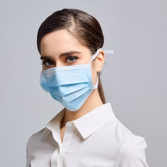 귀걸이가 달린 3겹 부직포 일회용 의료용 안면 마스크